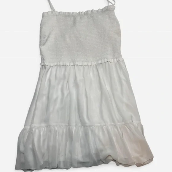 Aritzia Wilfred Tempest Sleeveless Mini Dress Smocked Chiffon L - Picture 5 of 7